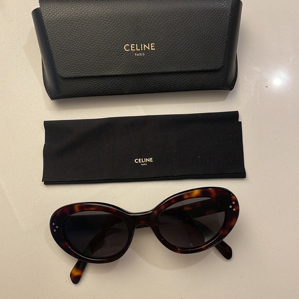 CELINE cat eye oval-frame acetate sunglasses